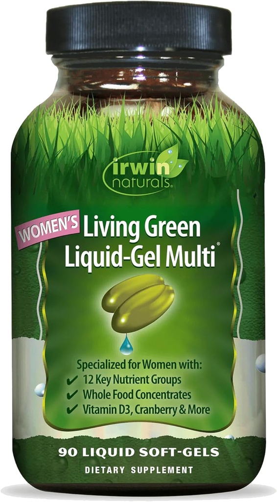 Irwin Naturals Women 's Living Green Liquid- Gel Multi - 120 Liquid Softels - Inkluderer 70 essentielle næringsstoffer, Vitaminer og mineraler