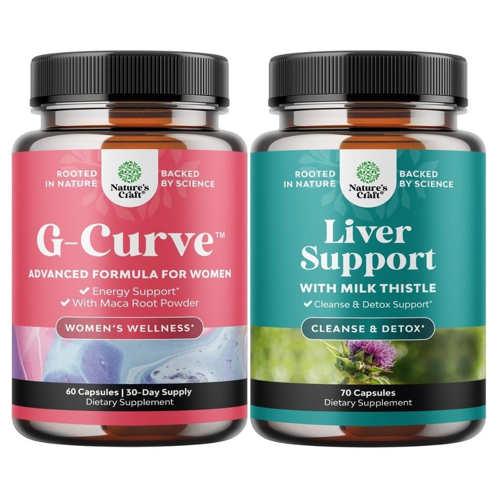 Bundle af G- Curve Butt & Breast Enhancement piller med Saw Palmetto ekstrakt Horny Geat Weed og lever rense Detox & Reparation - Mælk tidsel med Mælkebøtte Root Cholin Beetroot & Artiskoke ekstrakt