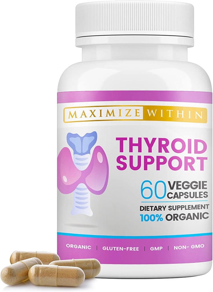 Thyreoideatilskud til kvinder & mænd - Fokus, mentalklarhed og energi med Ashwagandha Jod Zink Kelp Vitamin B12 L Tyrosine Selenium Kobber Bladerwrack - 60 Greve