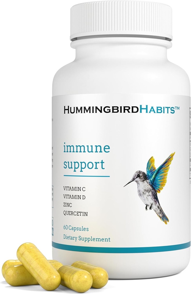 Immunstøtte, Zink Quercetin Vitamin C og D immunkompleks, Dihydrat Quercitin Kosttilskud 500 med Zink Vitamin C D3 til Immunitet Support, Vegan Supplement (60 kapsler)