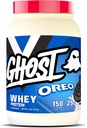 GHOST Whey Protein Powder, Oreo - 2LB, 25G Protein - Whey Protein Blend - Post Træning Fitness & Nutrition Shakes, Smoothies, Bagning & Madlavning - Cookie stykker indeni