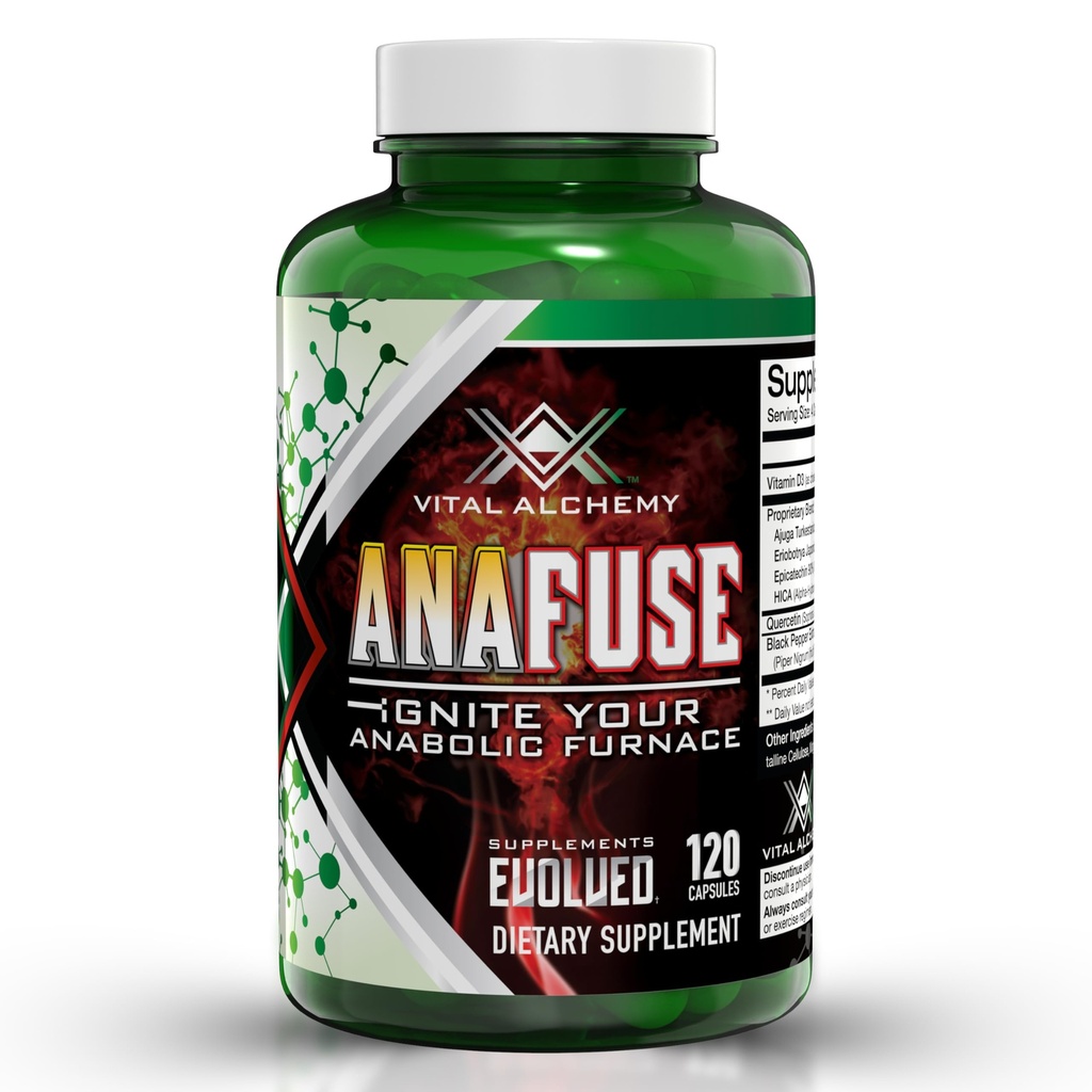 Vital Alchemy Anafuse Turkesterone Supplement for mænd, Epicatechin, Quercetin, Black Pepper, og mere - Øge Stamina, Lean Muscle Growth & Recovery - USA Made & Non- GMO - 120 Veganske kapsler