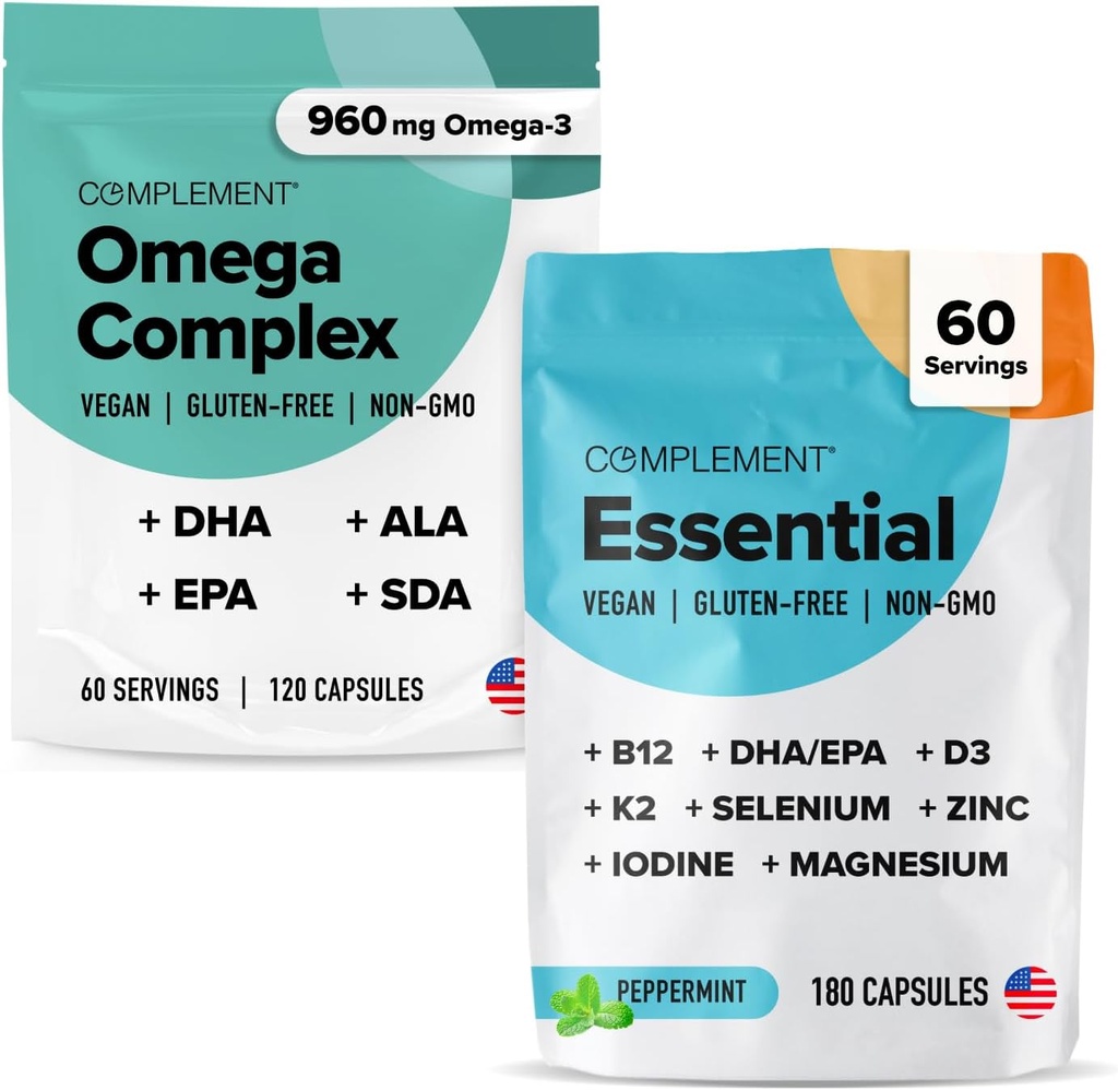 Kompleks Omega Complex & Essential Multivitamin Bundle - Omfattende Vegansk ernæringsmæssig støtte til optimal sundhed og velvære