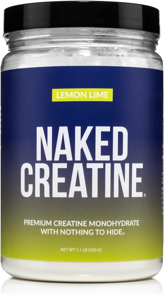 NAKED Pure Mikroniseret Lemon Lime Creatine Monohydrat - 42 Servere - 500 Bedste, 1.1Lb Bulk, Vegan, Non- GMO, Gluten Free, Soy Free. Hjælp Styrke Gains, Ingen tilsætningsstoffer