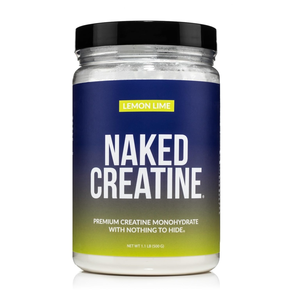 NAKED Pure Mikroniseret Lemon Lime Creatine Monohydrat - 42 Servere - 500 Bedste, 1.1Lb Bulk, Vegan, Non- GMO, Gluten Free, Soy Free. Hjælp Styrke Gains, Ingen tilsætningsstoffer