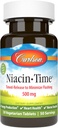 Carlson - Niacin- Time, Time- Release, 500 mg, B3- vitamin, Cholesterol Metabolisme, Energiproduktion, Heart Health, 50 tabletter