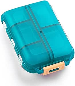 Daglig rejse Pill sag Organizer, Small 10 Compartments Medicine Box Dispenser, Compact Purse Portable Pill Reminder Perfekt til On- The- Go Storage Vitamin, Fish Oil, Calcium Tablet, Grøn