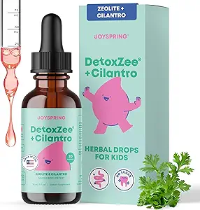 JoySpring DetoxZee Cilantro Drops til børn - Natural Detox Support med Zeolite & Cilantro Extract - Gentle Whole- Body Cleanse til børn & tandlæger - Kid- Friendly Liquid Detox, 30 Servere