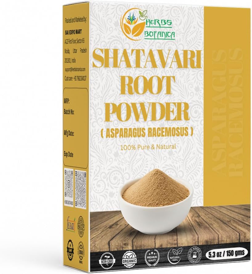 Urter Botanica Shatavari Powder Natural Asparagus Racemosus til Amning Amning Shatavri Satawar Kalpa Kalp Indien Forbedrer amningen af 124; Forynger Stamina Budding 124; 5.3 oz / 150 GMS