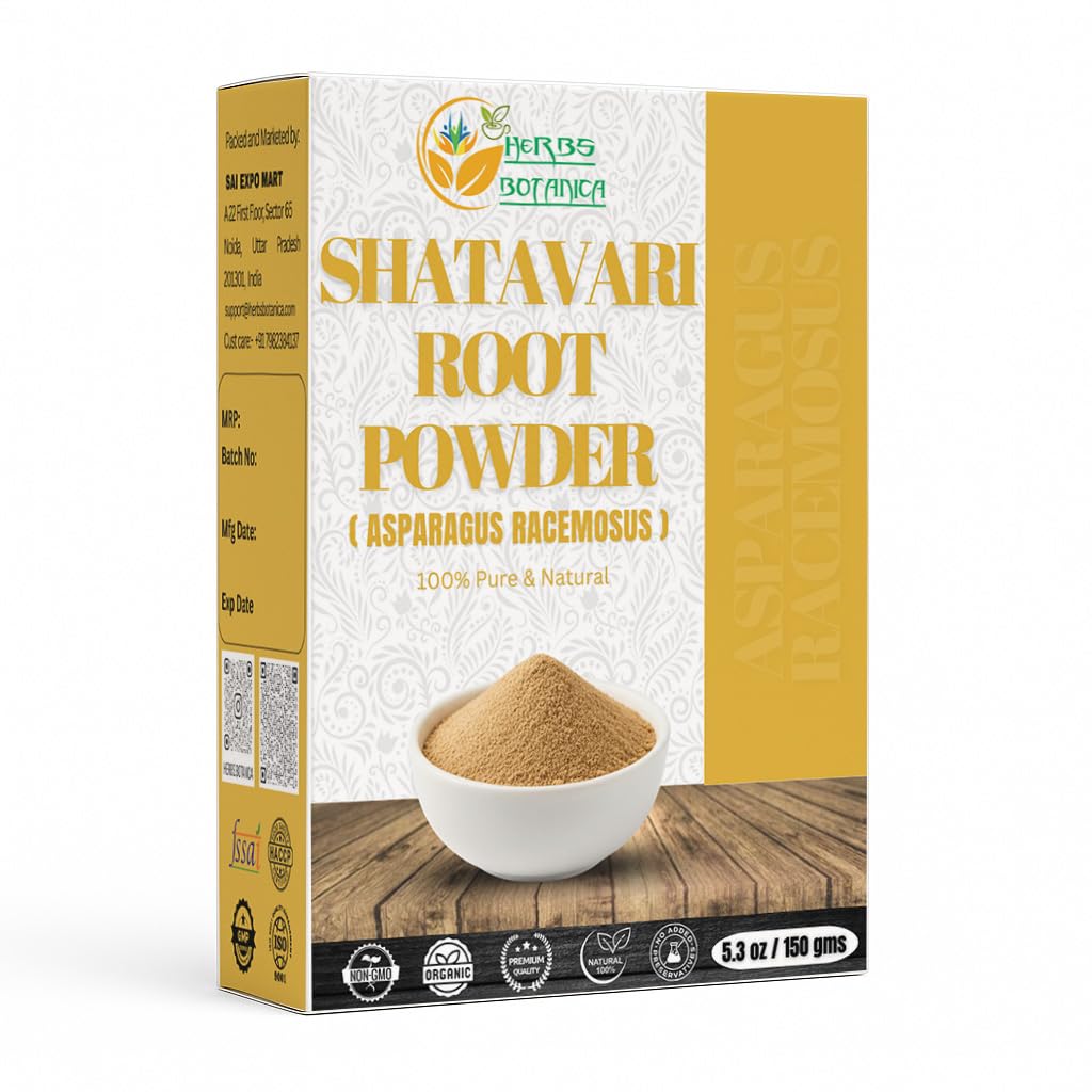 Urter Botanica Shatavari Powder Natural Asparagus Racemosus til Amning Amning Shatavri Satawar Kalpa Kalp Indien Forbedrer amningen af 124; Forynger Stamina Budding 124; 5.3 oz / 150 GMS