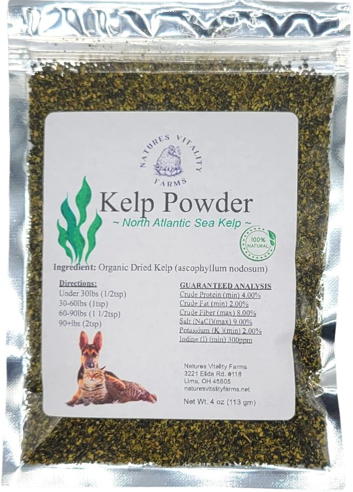 Kelp pulver til hunde / katte, Natural North Atlantic Ocean Kelp, Vitaminer Mineraler og antioxidanter til ultimative sundhed (4 Ounce)