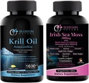Antarktis Krill Oil 1600mg med Astaxanthin 2mg og Irish Sea Moss Gummies 3000mg med Black Seed Oil og Ashwagandha 2000mg