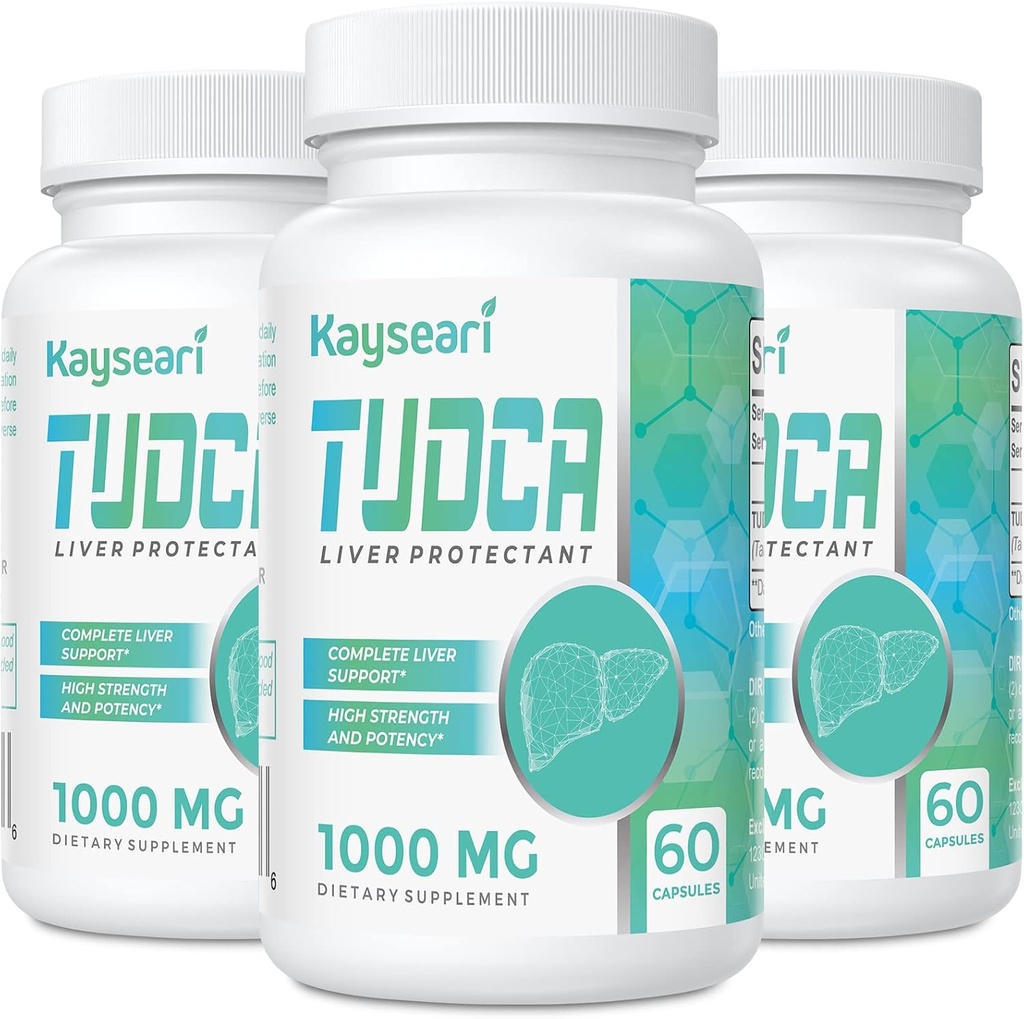 TUDCA Bile Salts Supplement 1000mg - 180 Veggie Kapsler, Lever Support for Detox Rense, Gelatine Free