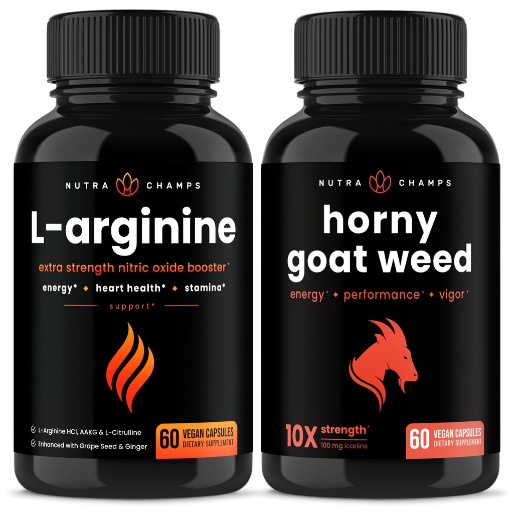 NutraChamps L- arginin kapsler og liderlig ged Weed Kapsler 2 Pack Bundle