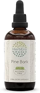 HerbEra Pine Bark B120 Alkohol- Free Herbal Extract Tinktur, Koncentrerede flydende dråber Natural Pine Bark (Proanthocyanidin) Tørret Bark 4 fl oz