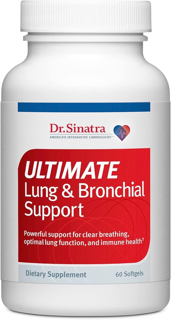 Dr. Sinatra Ultimate Lung & Bronchial Support for Lung Health, Clear Breathing, Immun og Heart Health, og Sæsonlig Respiratory Challenge Support (60 kapsler, 30-dages forsyning)