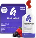 Healthycell Bioactive Daily Liquid Multivitamin til mænd og kvinder - 20 + essentielle vitaminer, mineraler & antioxidanter til hjerne, hjerte, immunitet, energi, hud og hår støtte - 30 Gel pakker