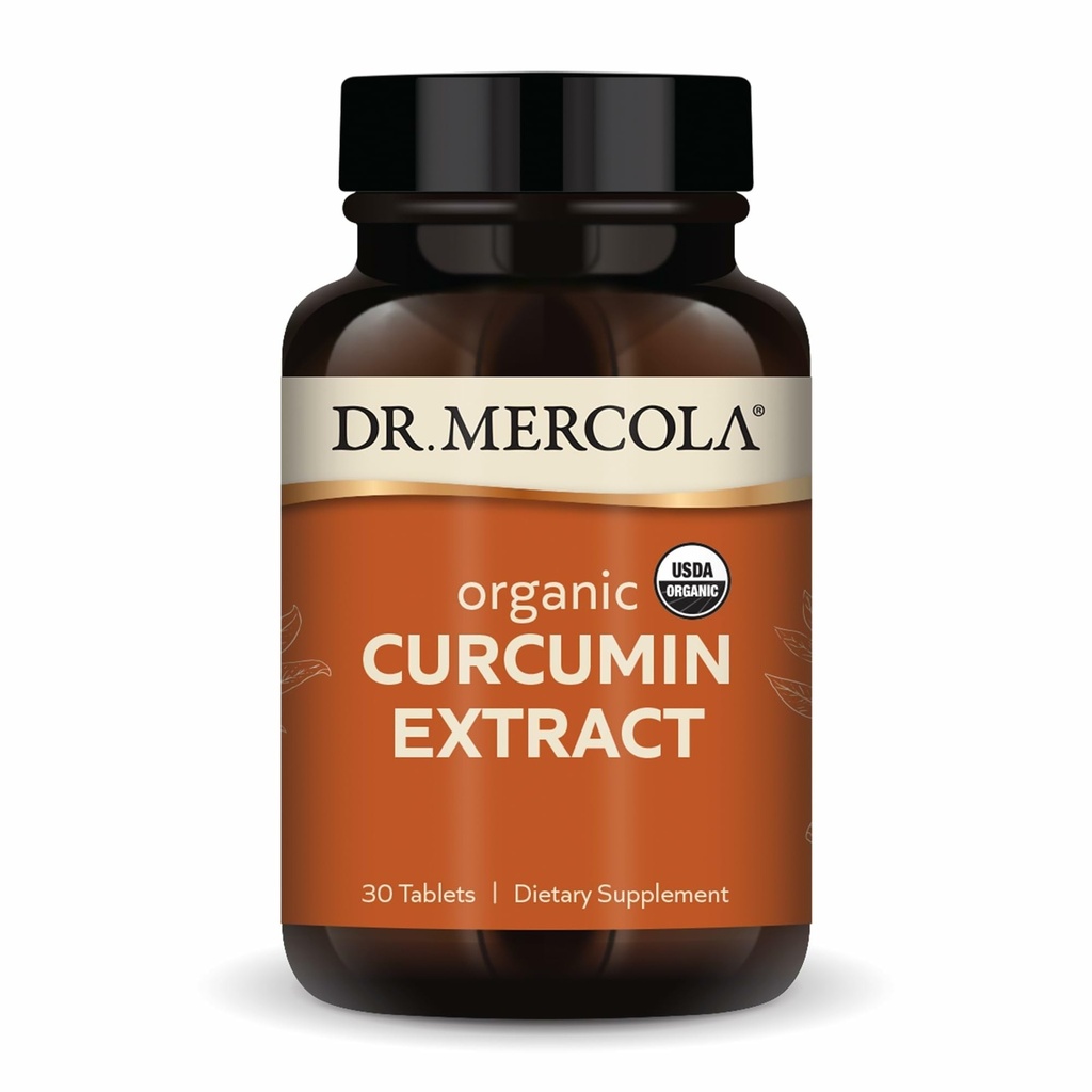 Dr. Mercola Organic Curcumin Extract, 30 Servere (30 tabletter), Kosttilskud, non-GMO, Certified USDA Organic