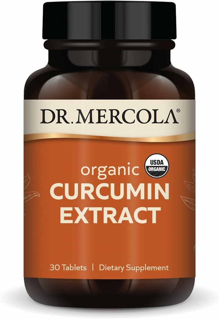 Dr. Mercola Organic Curcumin Extract, 30 Servere (30 tabletter), Kosttilskud, non-GMO, Certified USDA Organic