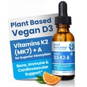 Fed Botanica D3- K2- A, Flydende Vitamin Complex, Vegan D3 fra Organic Algae med Vitamin K2 (MK7) og A til immunstøtte, Natural Orange Flavor, Tastes Delicious, 1 FL OZ. (30ml)