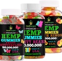 3PACK Hamp Gummies Premium- Hempoil Gummy Bears, Fruit Butterflies og Fresh Peach Rings- for søvn, rolig, Slap af, Muskler, Tilbage, Diskomfort, Inflammation -Natural Party- Made in USA