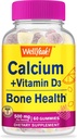 WellYeah Calcium 500mg + D3- vitamin 1000 IE (25 mcg) Gummies - Knogle- og muskelsupprt, immunstøttegummi, ikke GMO, Gluten Free, Mix Fruit Flavors - 60 Gummies