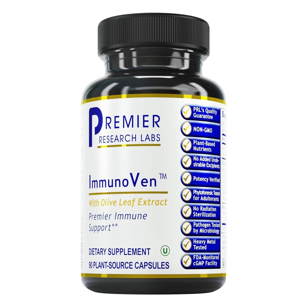 Premier Research Labs Immunoven - immunforsvar kapsler, Olive Leaf ekstrakt kapsler, immunforsvar & hjerte sundhed, wellness piller til mænd og kvinder - 90 Vegetariske kapsler