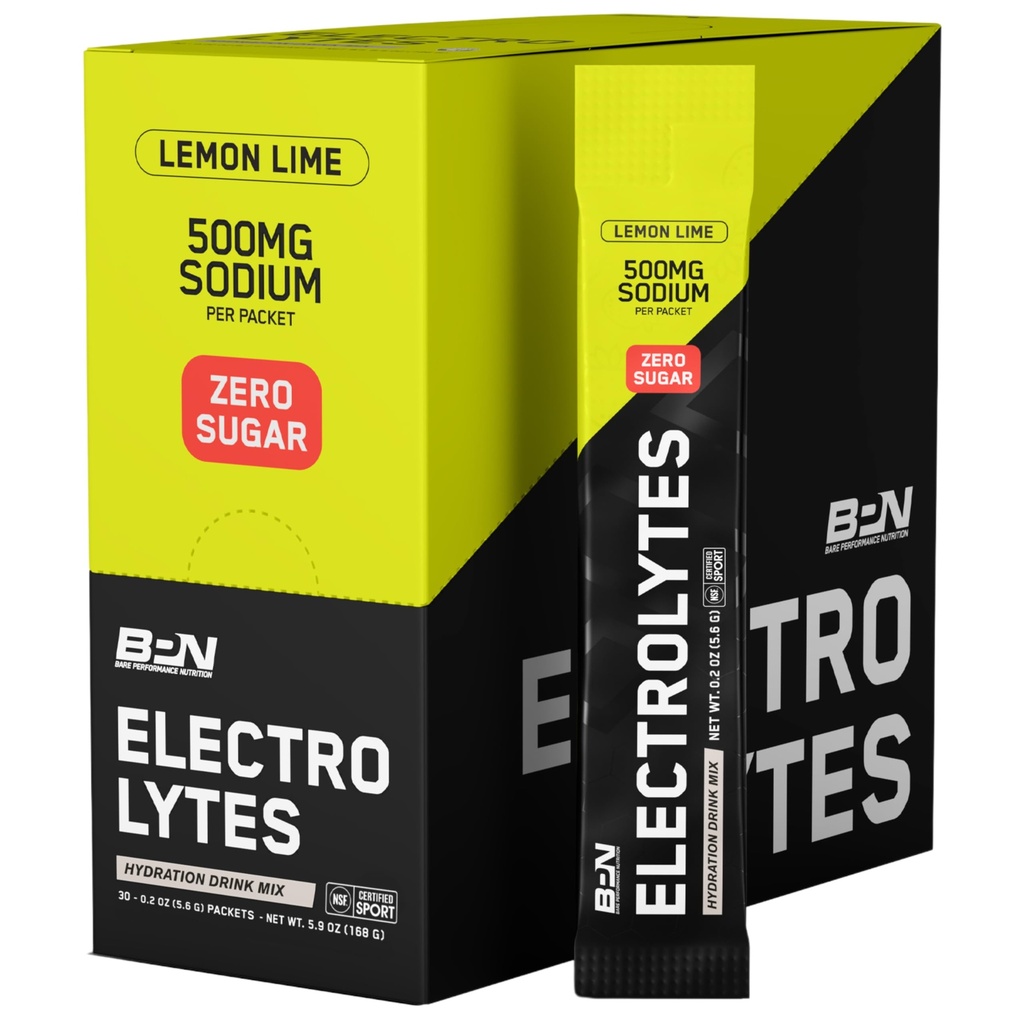 BAE YDEEVNE NUTRITION BPN Elektrolytter Go Packs Hydration Drink Mix 124; Sukker fri Elektrolyte Pulver • 124; 500mg natrium pr Servering • 124; naturligt sødet • 124; Lemon Lime, 30 Servere