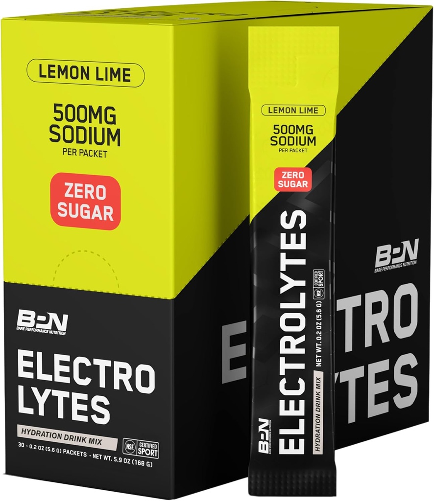 BAE YDEEVNE NUTRITION BPN Elektrolytter Go Packs Hydration Drink Mix 124; Sukker fri Elektrolyte Pulver • 124; 500mg natrium pr Servering • 124; naturligt sødet • 124; Lemon Lime, 30 Servere