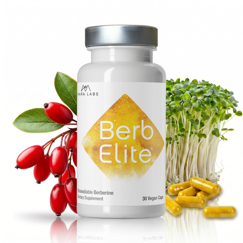 Mara Labs Berbelite Dex124; 350mg Berberine HCL & Broccoli Seed Complex til øget biotilgængelighed Dex124; 30 Vegankapsler