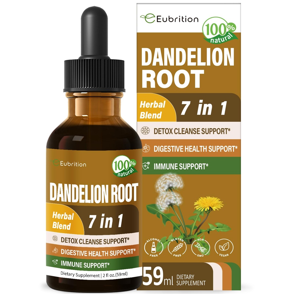 Mælkebøtte Root Extract Drops, Diente de Leon Organico Hierba, Mælkebøtte Supplement Formel w / Milk Thistle Gurkemeje til Detox Rense, fordøjelse og immunforsvar, Alkoholfri tinktur. 2oz