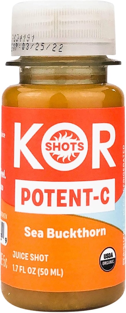 KOR Shots Sea Buckthorn og Baobab Shot - 1.7 Fl Oz - Potent C - Superfoods Vitamin C Shot - USDA Certified Organic