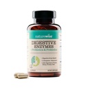 NatureWise fordøjelsesenzymer - Multi-enzymer med probiotika + Prebiotika - Post Mealtime Comfort & Bloating Support + Aids Fordøjelse og Gut Health - Soy- Free, Non- GMO - 60 kapsler [1-måned Tilgang]