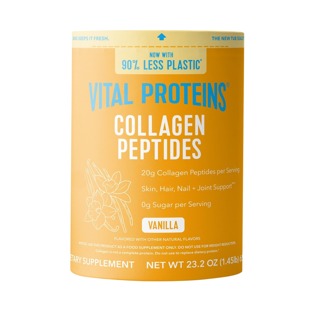 Vital Proteins Collagen Peptider Powder - Græs Fed Collagen Peptider til hår, negle, hud, ben & fælles sundhed, Vanilla, 23.2 Ounces