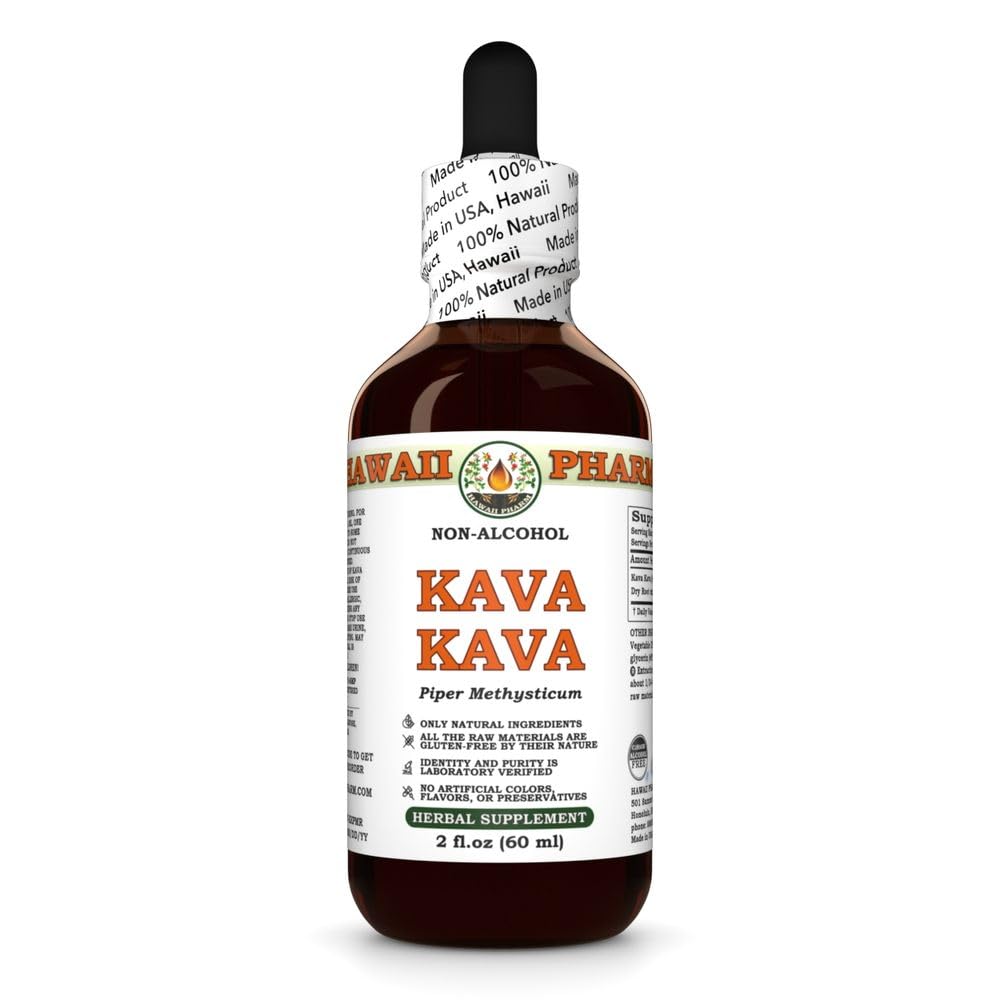 Hawaii Pharm Kava Kava Alkohol- Free Liquid Extract, Kava Kava (Piper Methysticum) Tørret Root Glycerite Natural Herbal Supplement 2 oz