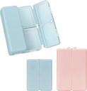 FOS 2 Pcs Daily Pill Organizer, 7 Compartments Portable Pill Case Travel Pill Organizer, [Folding Design] Pill Box for Purse Pocket til at holde vitaminer, Cod lever olie, kosttilskud og medicin-Navy + Lyserøde