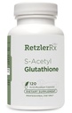 RetzlerRx S- Acetyl Glutathion Supplement 100 mg pr. kapsel, Lavet i USA - 120 Acid-resistente kapsler - Antioxidant Support - Non-GMO, Soy & Gluten- Free / Bergaflow ®, Pharmaceutical Grade