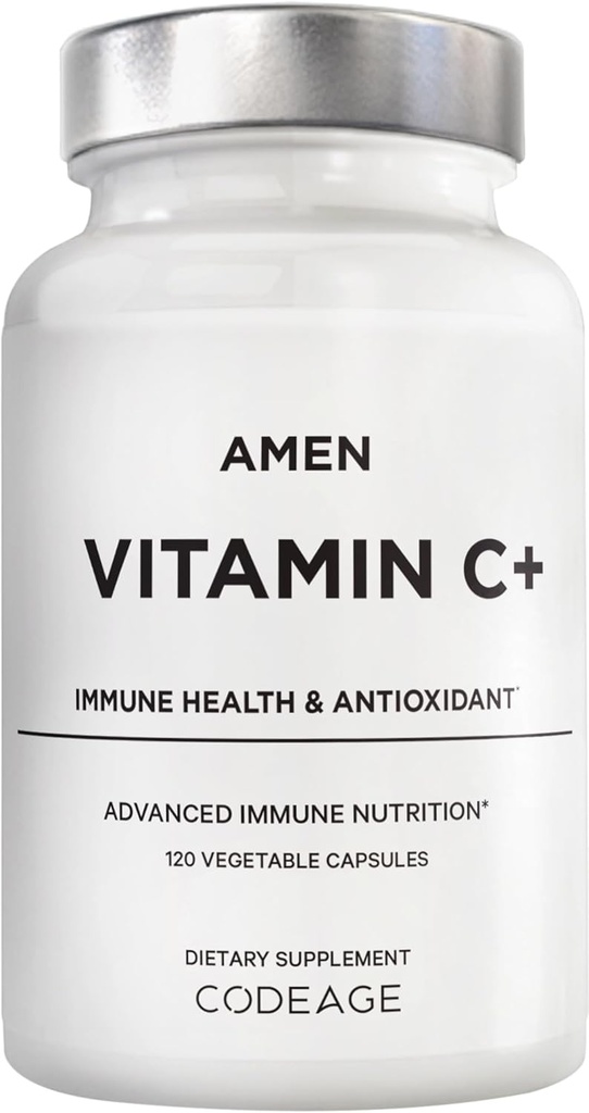Amen C-vitamin + tillæg med zink, bioflavonoider, Quercetin, Rose HIPS, Elderberry - Vegan, non-GMO - 2 Måneders forsyning - 120 kapsler
