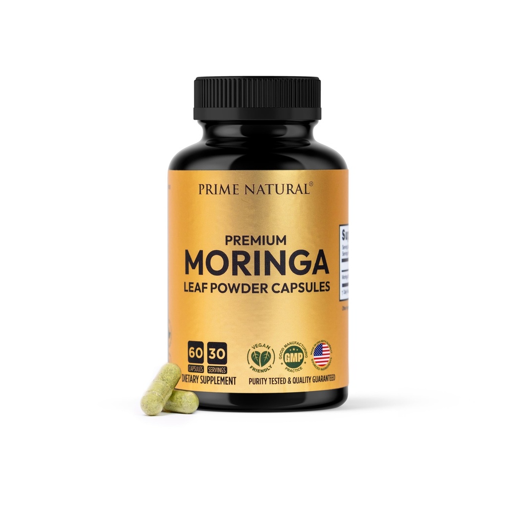 Moringa pulver kapsler - Pure Moringa pulver, energi, hud, immun- og tandkødsmedicin superfood, rig på antioxidanter, essentielle vitaminer og aminosyrer, naturlige grønne superfood supplement - 60 greve