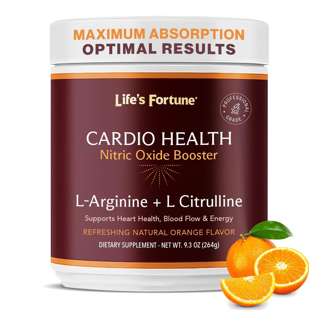 Livets Fortune 5000mg L- Arginin Supplement Powder & 1000mg L- Citrullin, High Potency Nitric Oxide Health Booster, Endurance, Workout Performance, Natural Orange Flavor (20 Servere)