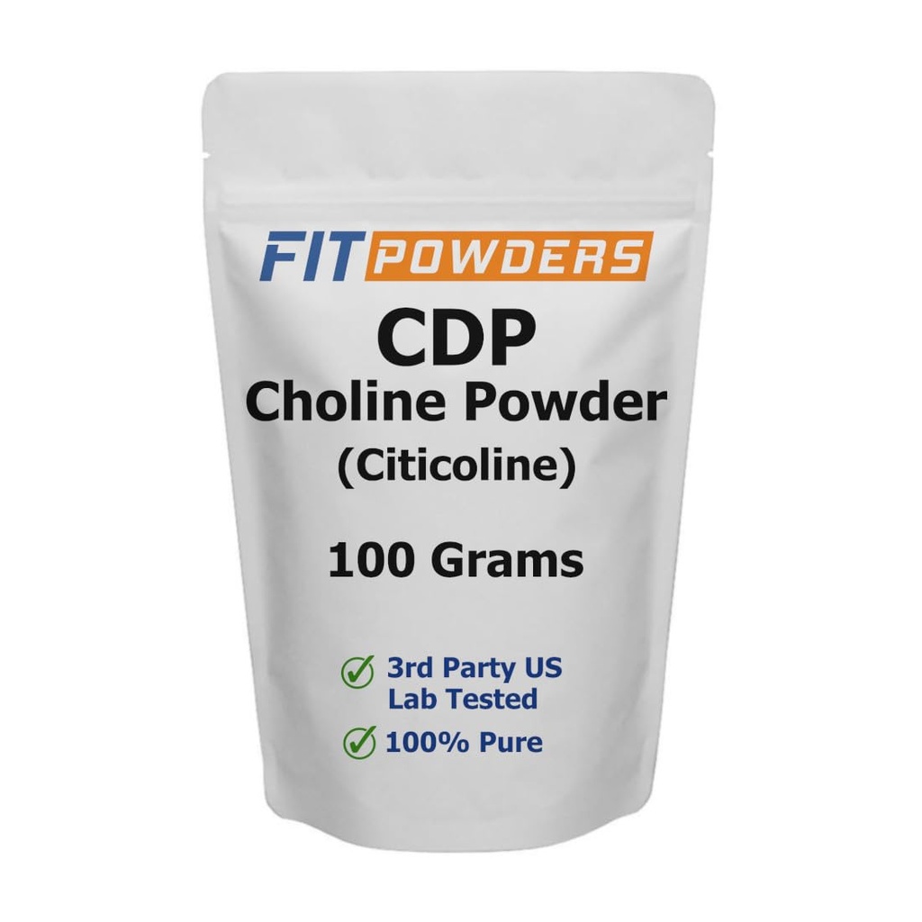 Citicolin pulver, CDP Cholin pulver Rene med Scoop, ikke-GMO, Kognitiv supplement til hukommelse og læring (100 Bedste)