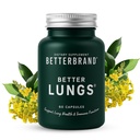 Betterbrand BetterLungs Lung Support med NAC, Mullein Leaf til rygere, Respiratory Health Formel med Elderberry, D-vitamin, Ginseng, Reishi Mushroom - 60 kapsler - pakke med 1