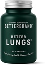 Betterbrand BetterLungs Lung Support med NAC, Mullein Leaf til rygere, Respiratory Health Formel med Elderberry, D-vitamin, Ginseng, Reishi Mushroom - 60 kapsler - pakke med 1
