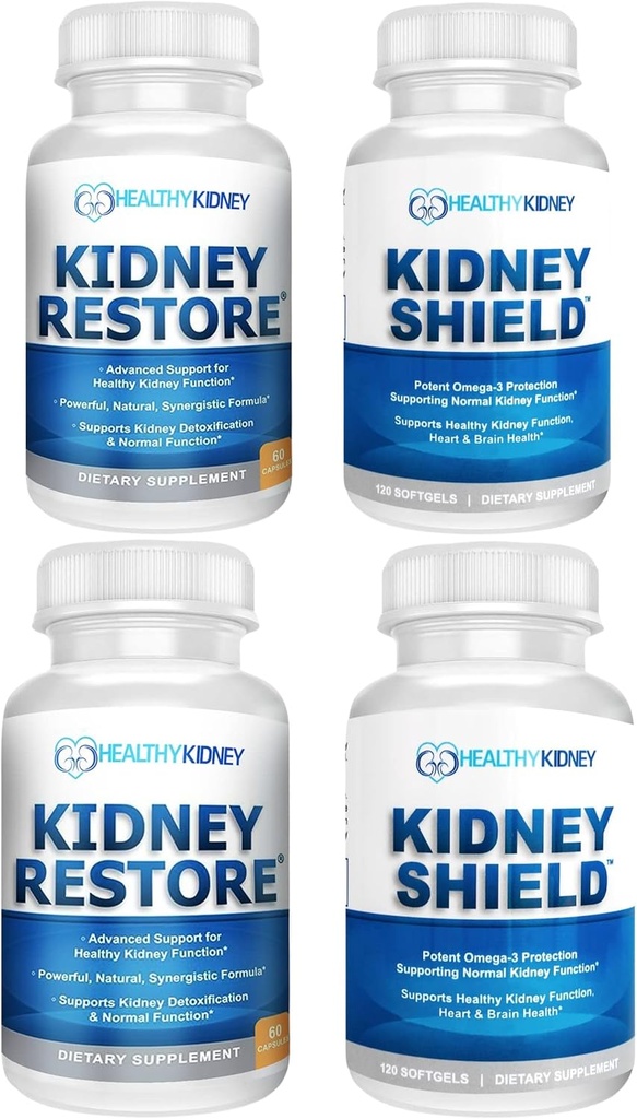 Nyregendannelse & Nyreskjold 4- Pack bundle piller - Natural Nyresupport supplement til Nyrerengøring Detox & Reparation - Omfattende nyre & Nyresundhed supplement til støtte Nyrefunktion