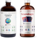 LIQUIDSUNDHED Komplet flere daglige Multivitamin & Neurologisk Nootrop flydende Vitamin Bundle for voksne - Boost immunforsvar, Forbedre hukommelse, fokus & koncentration - Vegan, Non- GMO, Made in USA