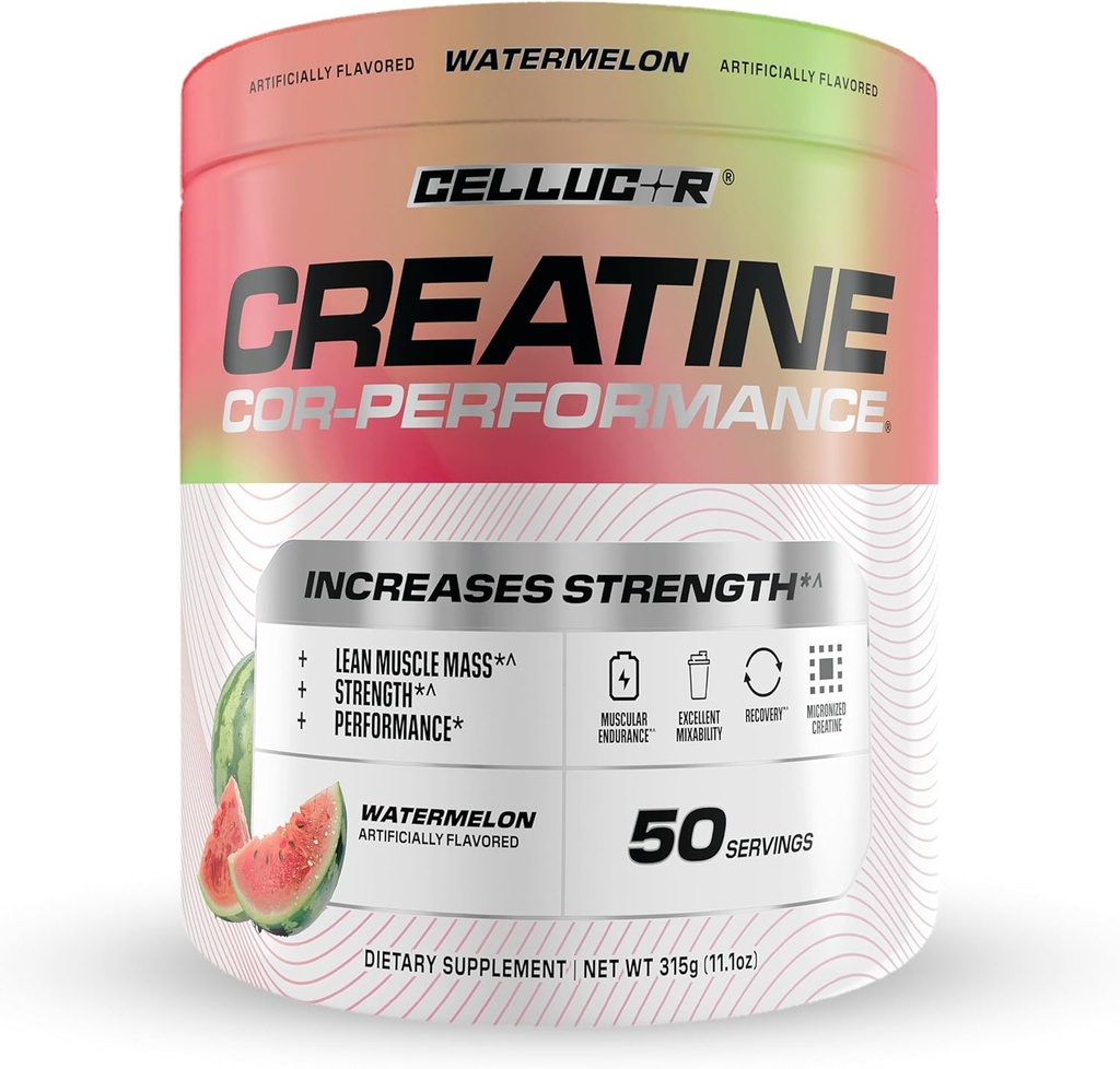 Cellucor Creatin Powder, Watermelon Flavor - Øger styrke, Lean Muscle Mass & Endurance, Mikroniseret Creatin for hurtig absorption, 5g Creatin per Serving, 50 Servering