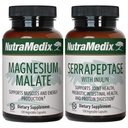 NutraMedic Fitness Plan Supplement Bundle - Inkluderer Magnesium Malate til energi & atletisk support og serrapeptase til fælles & mobilitet wellness - Fitness Support Support Kosttilskud -2 -Piece Capsule Set