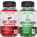 60 Ashwagandha Gummies + 60 Tart Cherry Gummies -Ashwagandha øger energi niveauer og styrker immunsystemet - Tart Cherry har avanceret ursyre rengøring for øjeblikkelig gigt smerte reli