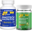 Naturlige stakke Magtech Magnesium + Mood Magnesium Gummies Bundle - 4 former for Magnesium - Afslapning, hjerne sundhed & stress support * - 210 Total stykker
