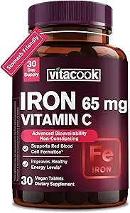 Jerntilskud til kvinder Mænd 124; Høj potens Iron 65mg med C-vitamin 250 mg